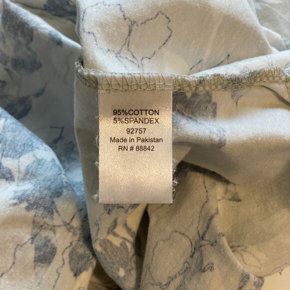 June + Vie Floral Tank Womens Medium Gray Blue Cotton Casual Swing Top - Picture 5 of 7